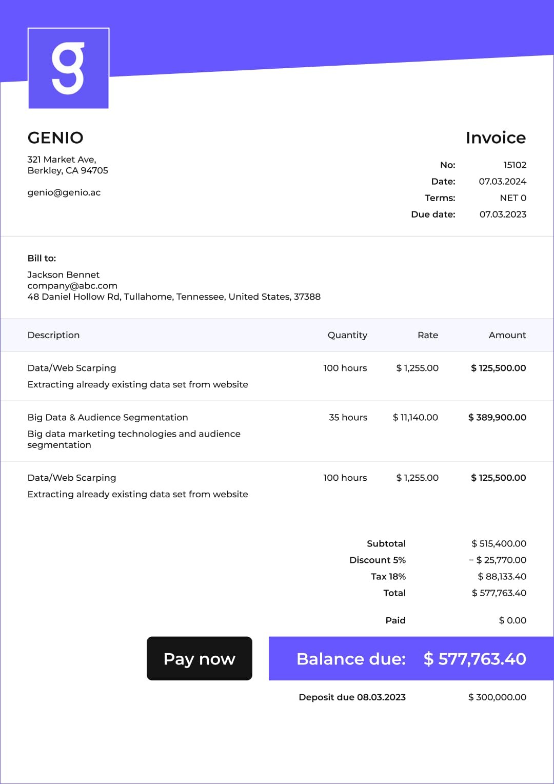 Security & Investigations Invoice Template
